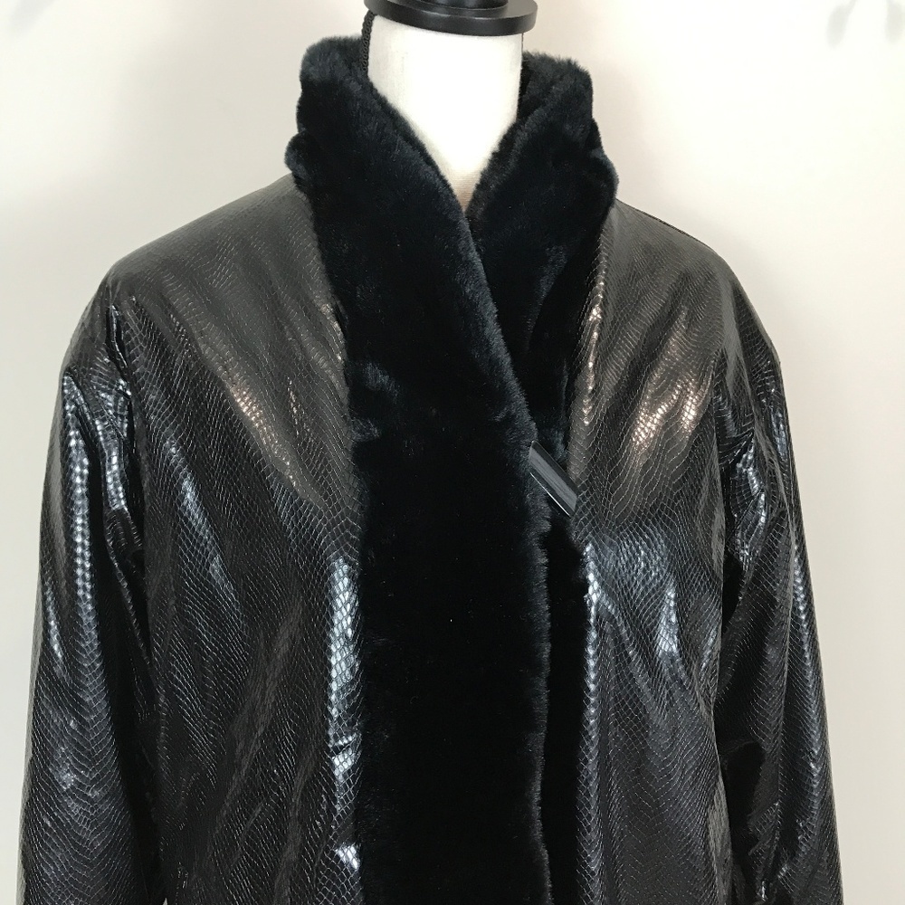 DENNIS BASSO Reversible Faux Fur Coat Sz S
